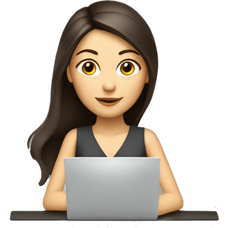 beautiful brunette working compute emoji