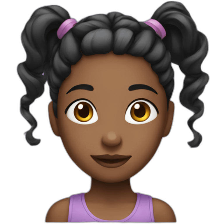 cute black girl with ponytail emoji