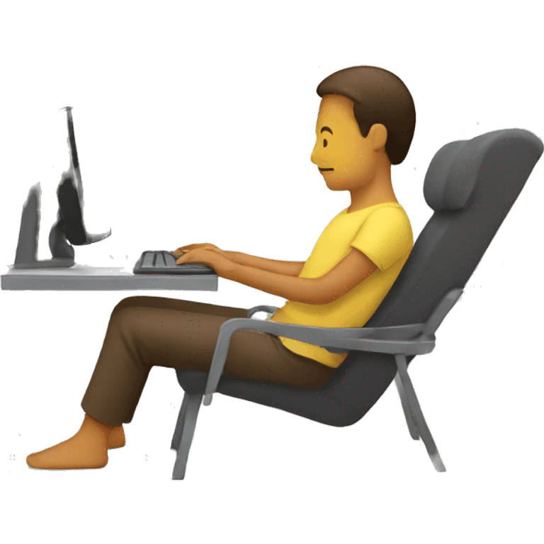 person using computer while relaxing emoji