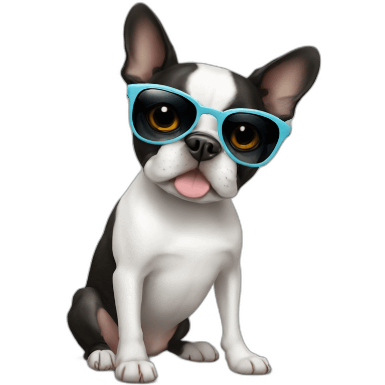 boston terrier with sunglases emoji