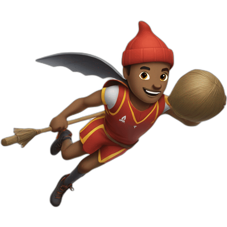 quidditch player flying on the broom emoji