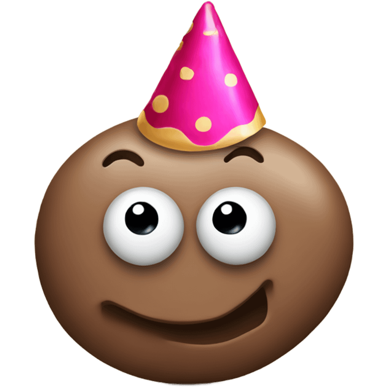 Poop emoji with party hat emoji