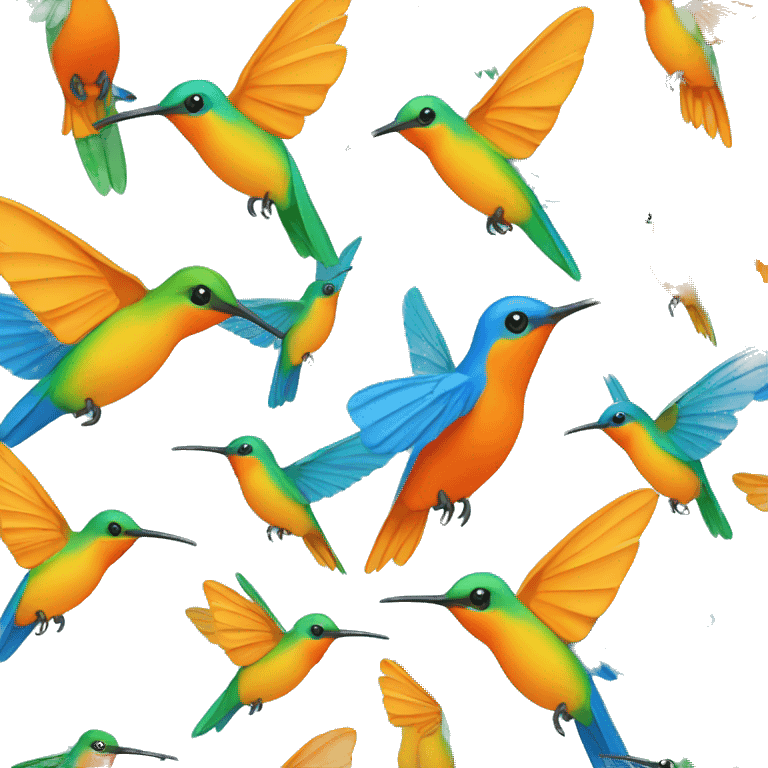 Colibri orange bleu vert emoji