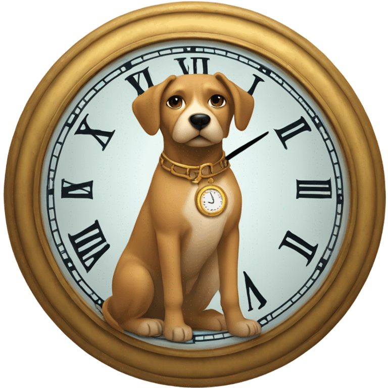 dog holds a big clock emoji