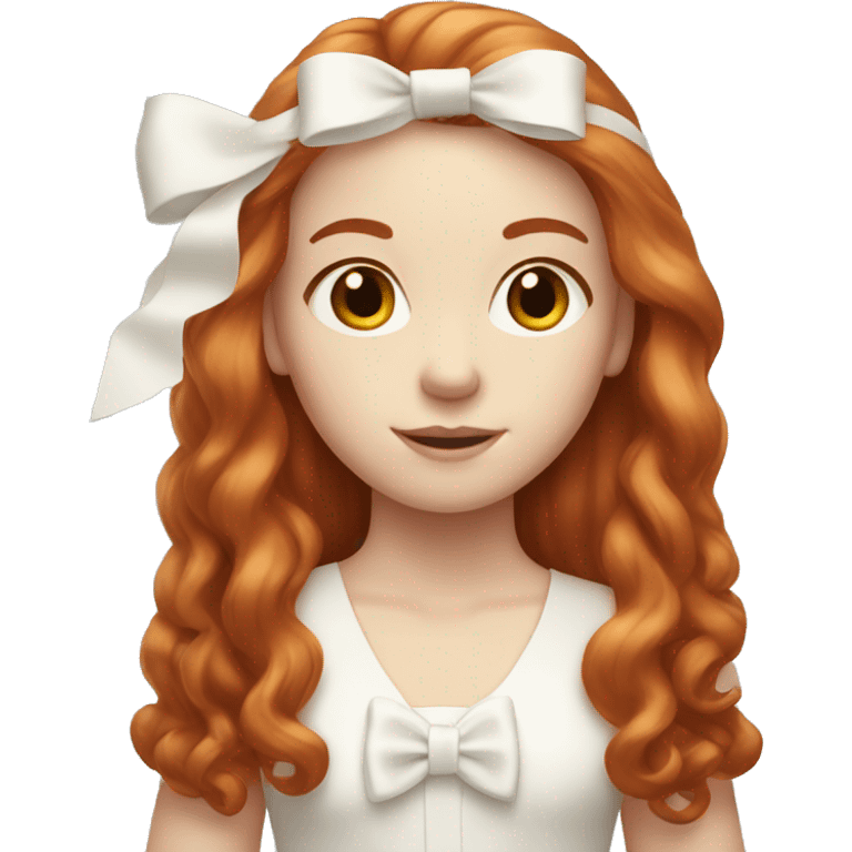 Red-haired girl with long hair and a white bow in hair with pale skin emoji