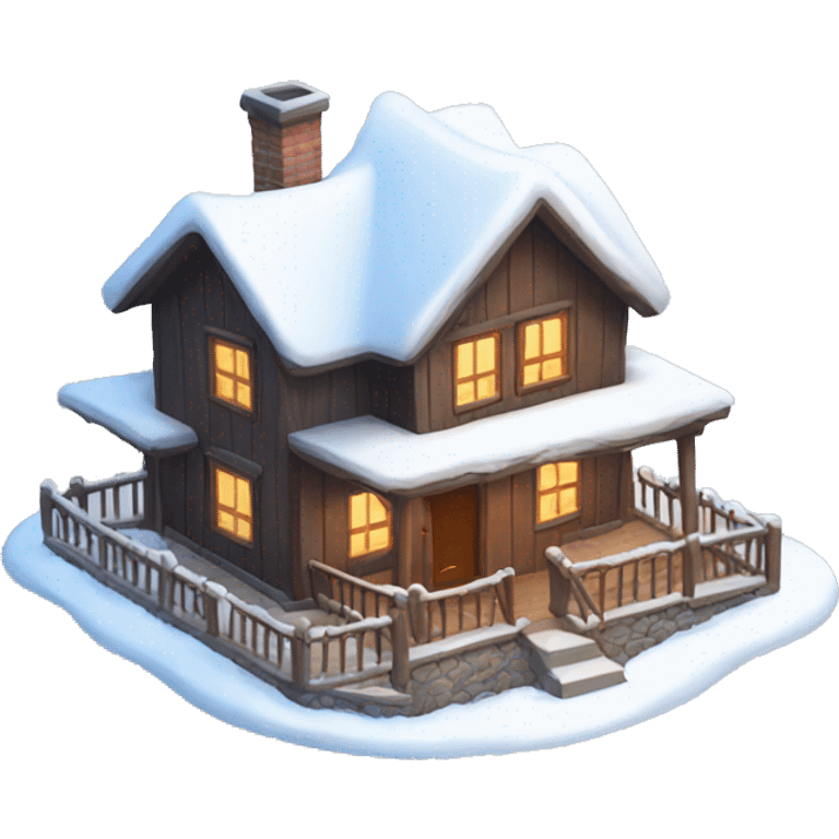 Cozy small house with snow emoji