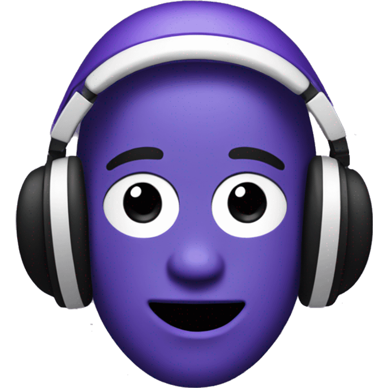 An emoji with purple face and headphone emoji