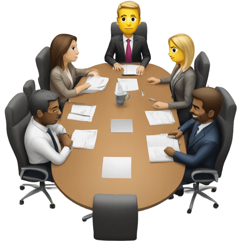 5 people business meeting sitting at a table emoji