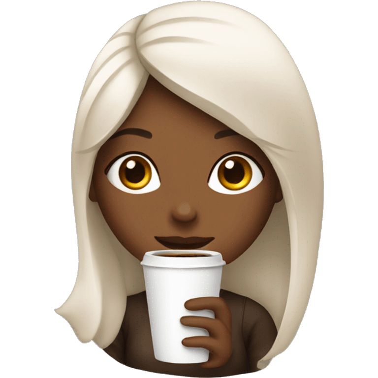 Girl with a coffee emoji