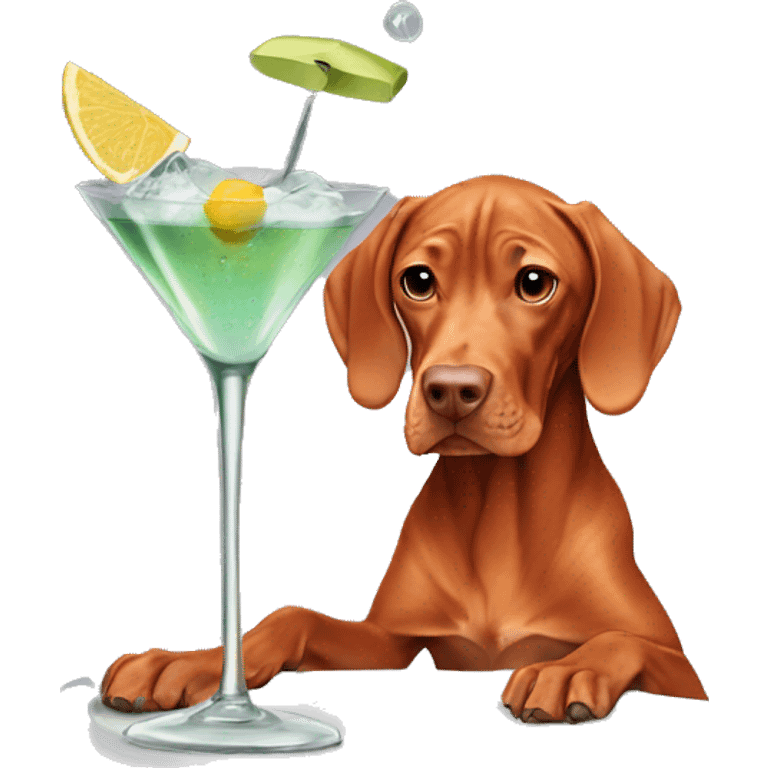 Vizsla with martini emoji