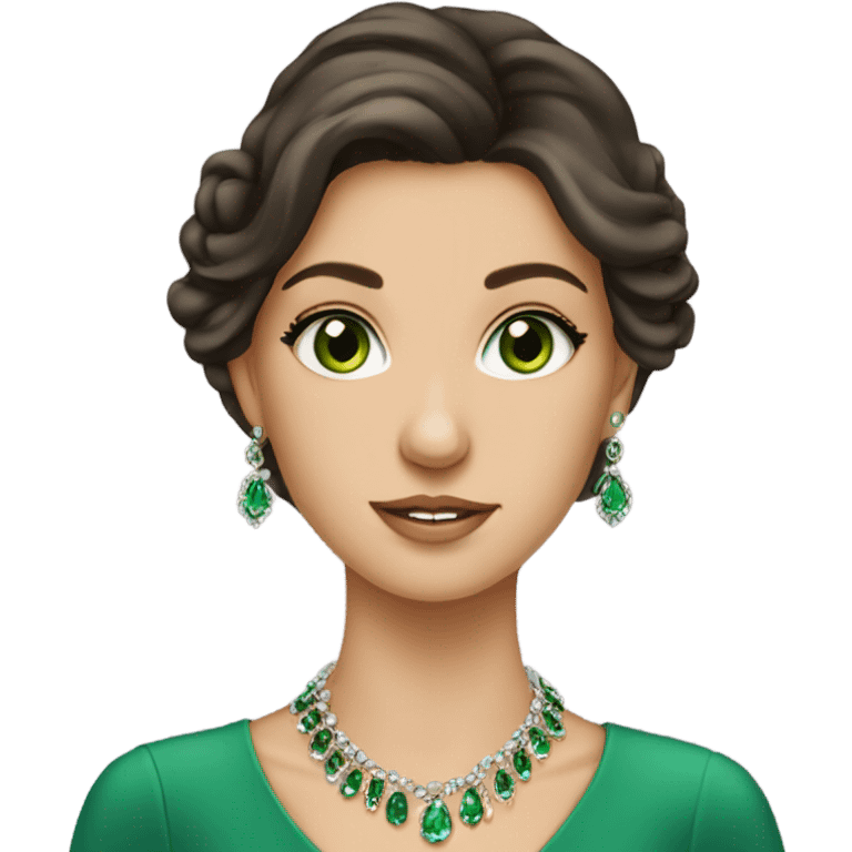 elegant brunette green eyed girl with jewellery  emoji