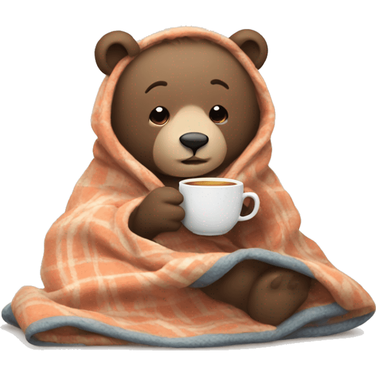 Cozy bear in a blanket drinking tea emoji