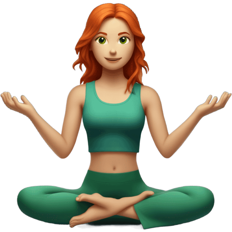 A red-haired girl with green eyes who loves magic, magic, meditation, yoga emoji