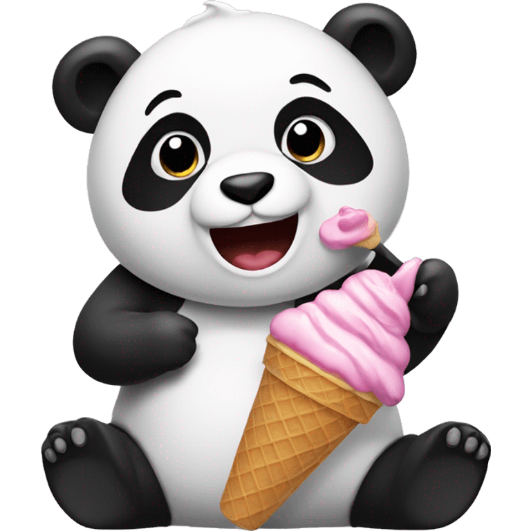 Panda eating ice cream emoji