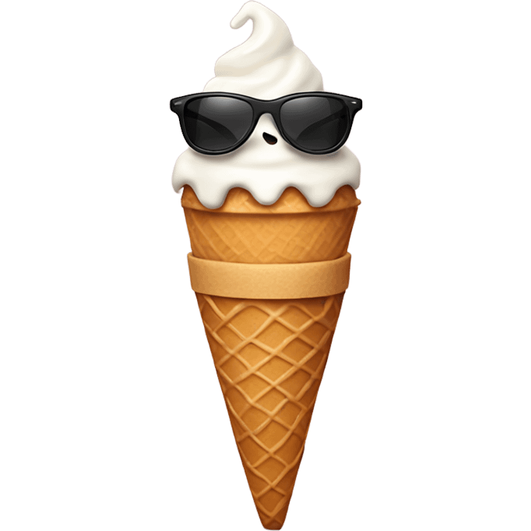 Ice cream cone with sunglasses, arms, legs and a peace sign emoji