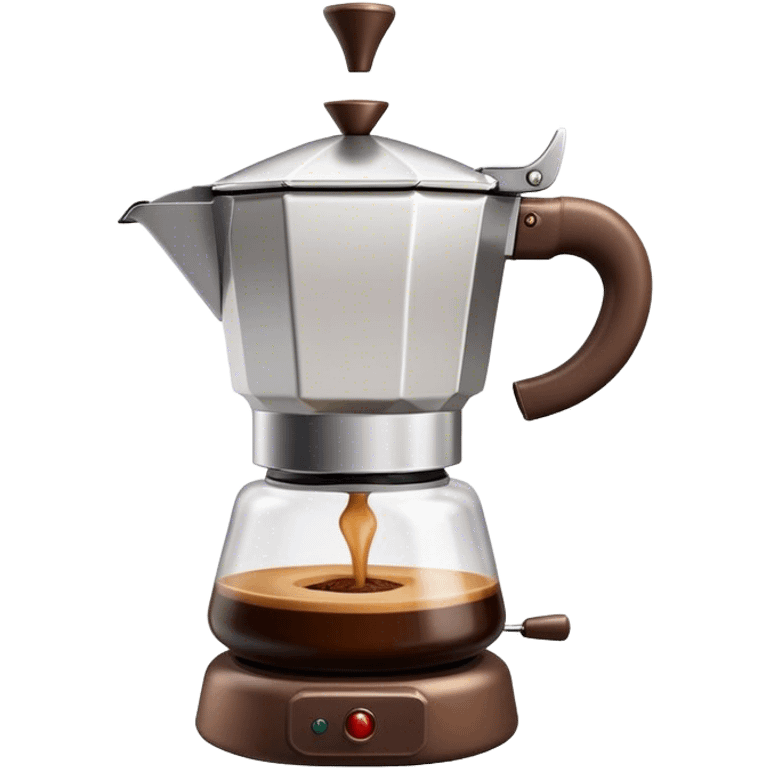 Cinematic Realistic Moka Pot Pop Culture Emoji, featuring an iconic Italian coffee maker rendered with classic charm and warm, inviting lighting. emoji