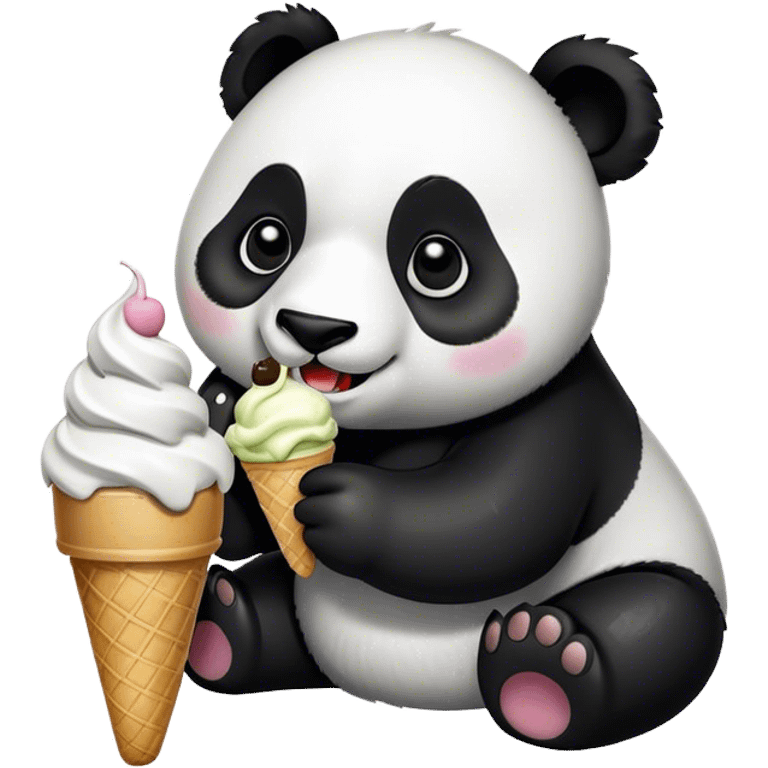 Panda eating ice cream emoji