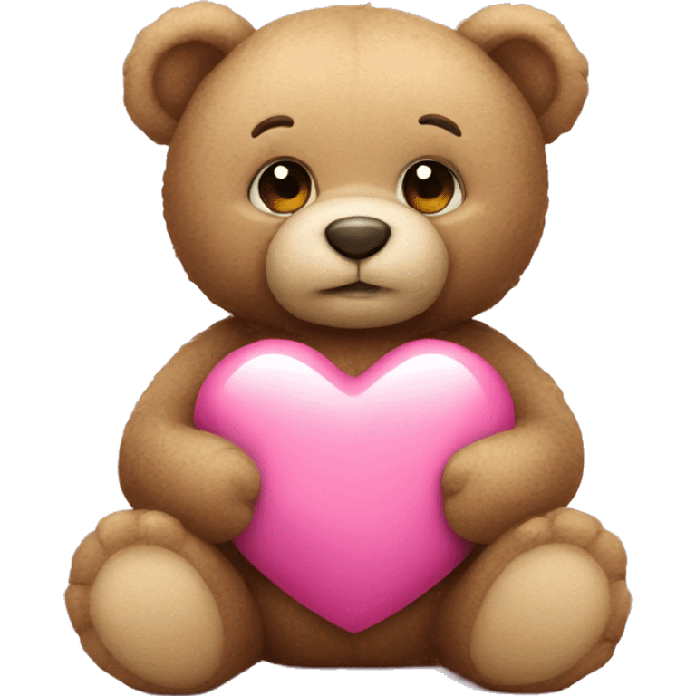 Teddy bear holding pink heart emoji