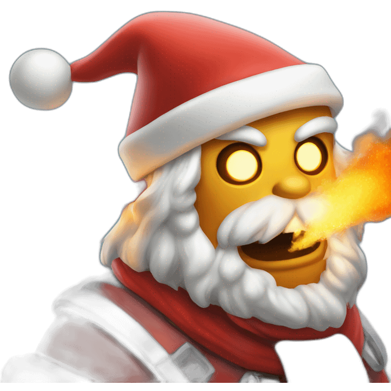 Fire-breathing robot santa emoji