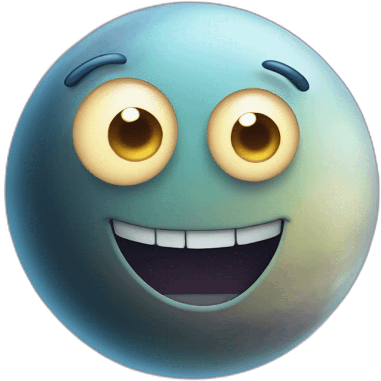 planet Moon with a cartoon freezing face with big beautiful eyes emoji