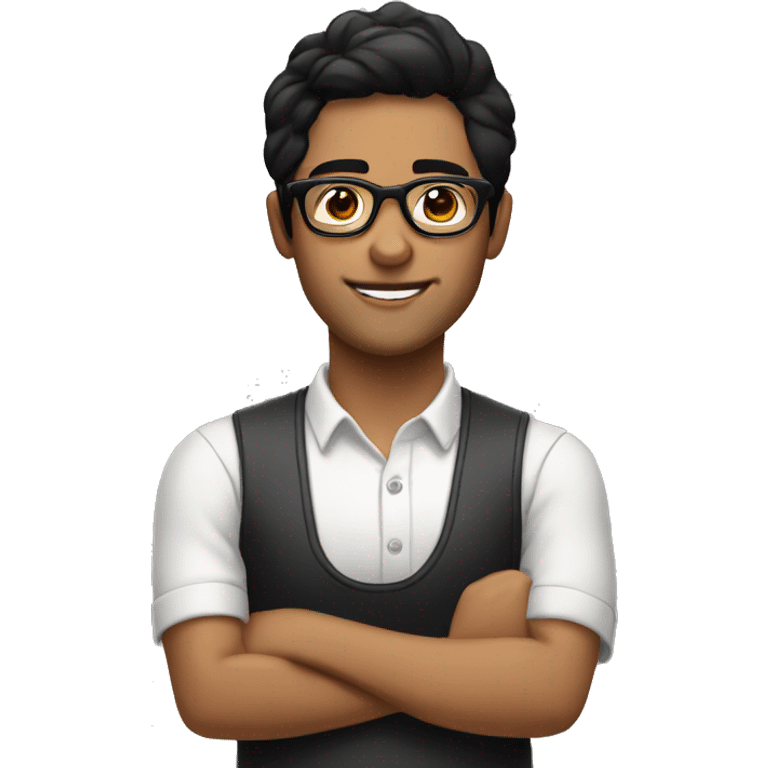 Barista with black hair and glasses emoji