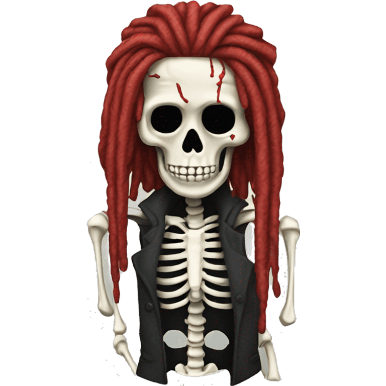 skeleton with red color dreads   emoji