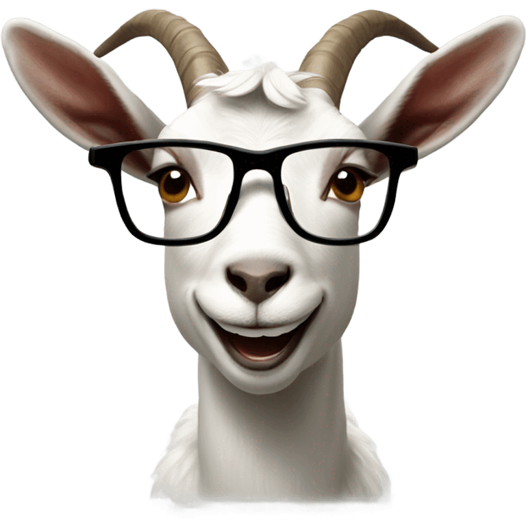 a goat wearing glasses laughing emoji