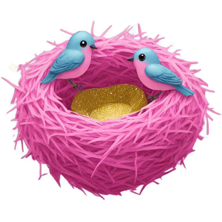 Pink birds nest with glitter emoji