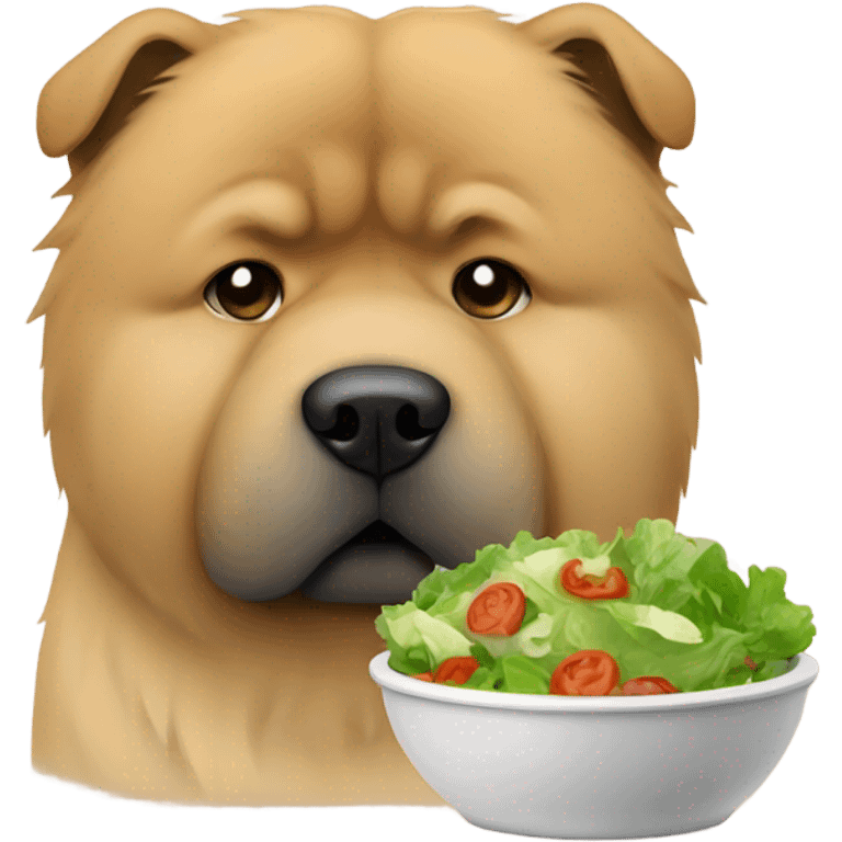 chow chow looking at salad sadly emoji