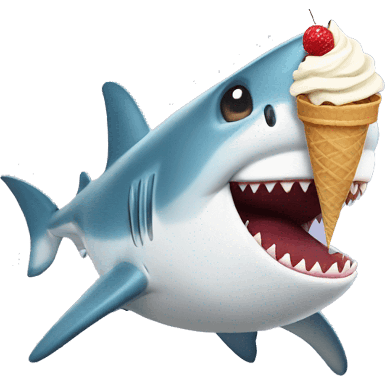 Shark with ice cream emoji