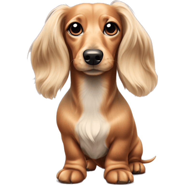 Fullbody Longhair cream shaded piepald dachshund emoji