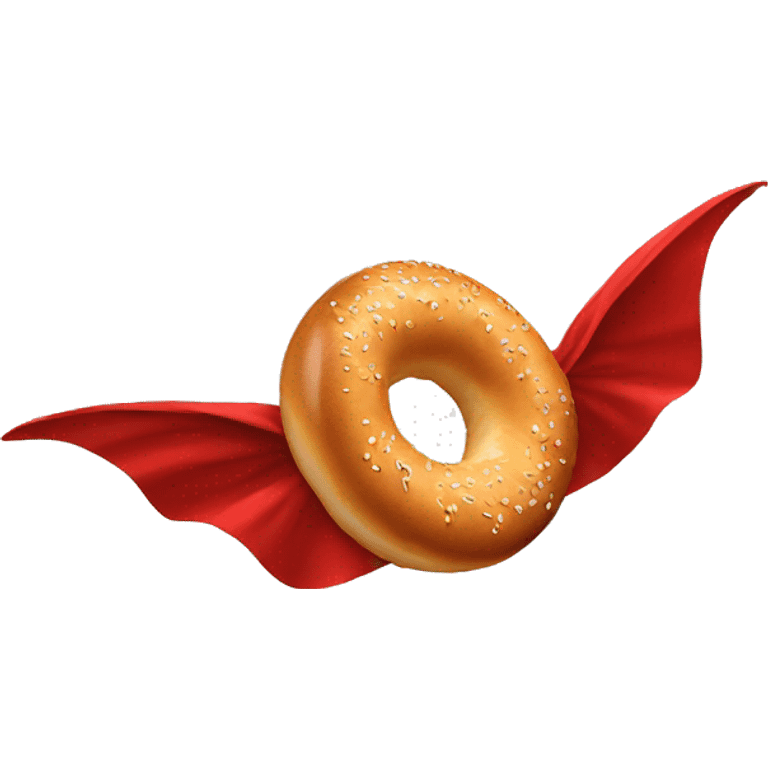 flying bagel wearing a red cape emoji