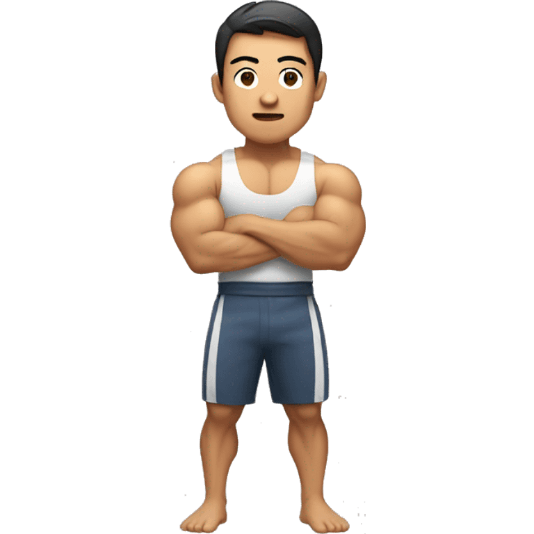 buff gym asian man full body making a 'I want you' face  emoji