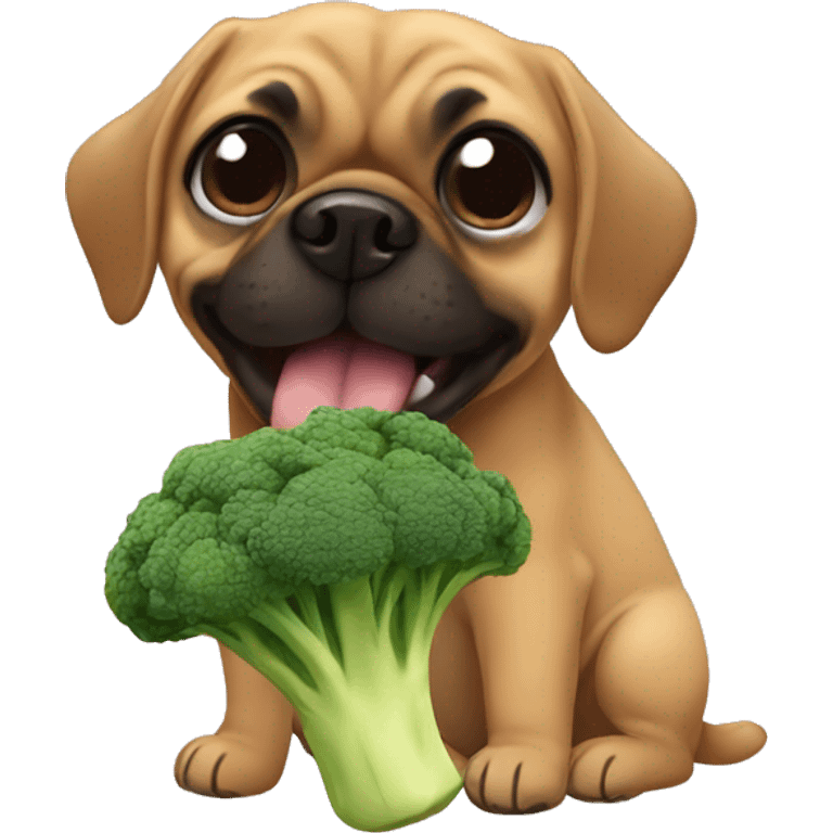 Puggle eating broccoli  emoji