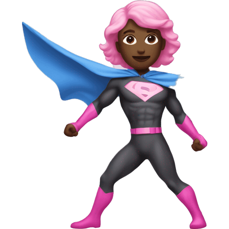 pink and blue superhero emoji