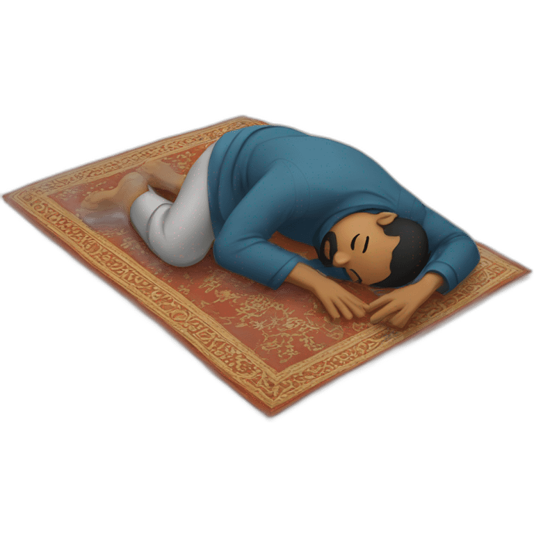 Muslim man prostrating himself on a carpet emoji