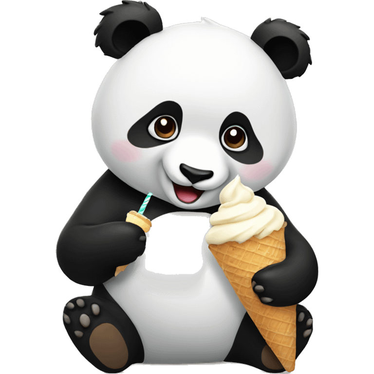 Panda eating ice cream emoji