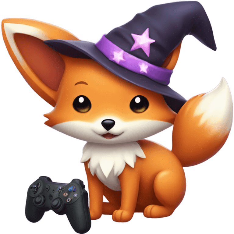 detailled kawaii fox witch controller emoji