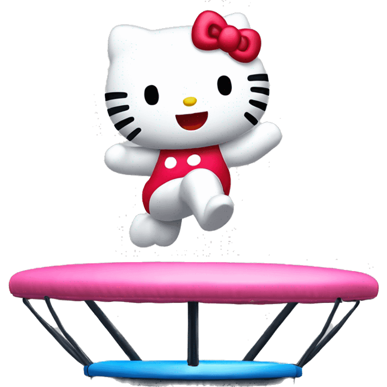 hello kitty jumping up on trampoline emoji