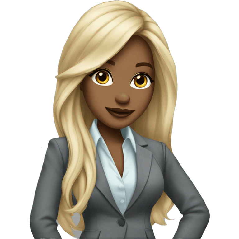 Blonde long hair Tiffany diamond seller in a grey suit emoji