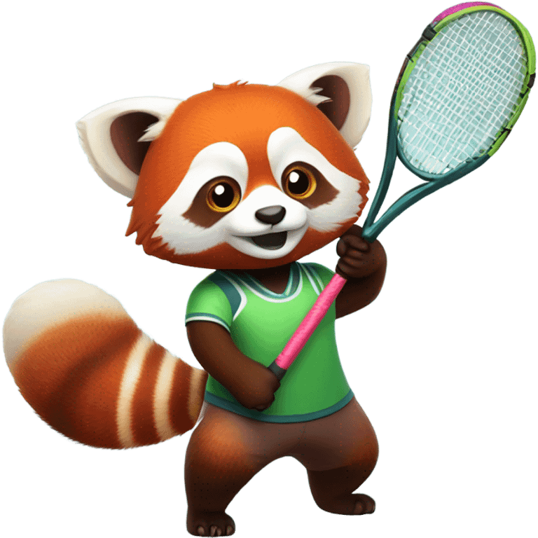 Red panda playing tennis emoji