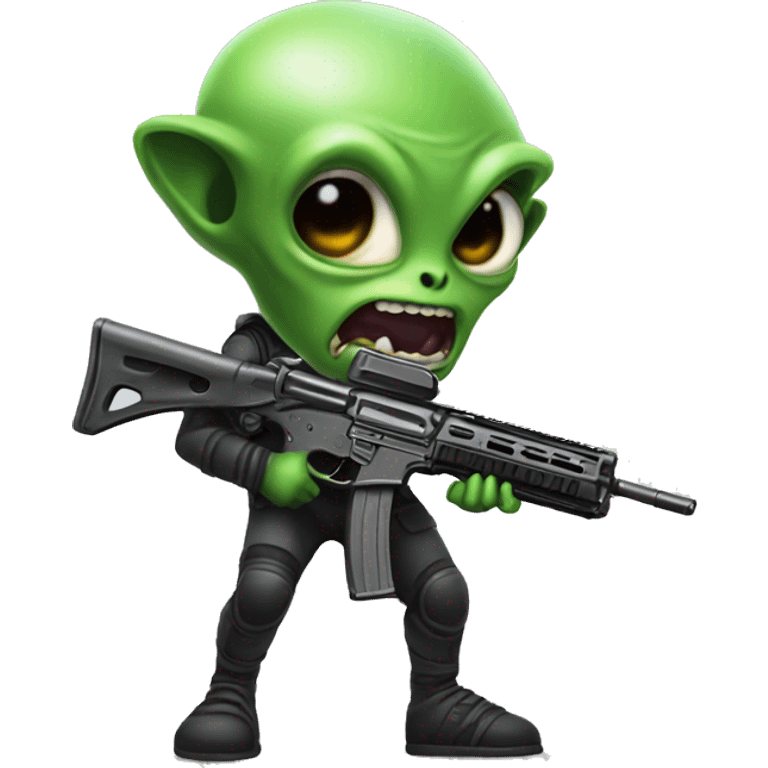 alien with assault rifle emoji