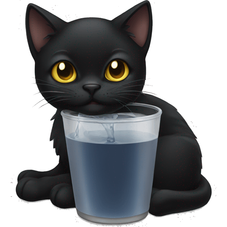 BLACK CAT DRINKING SOMETHING  emoji