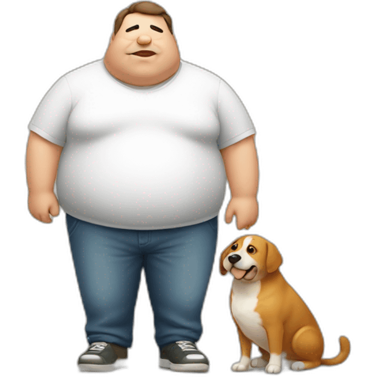 Fat Man with Dog emoji