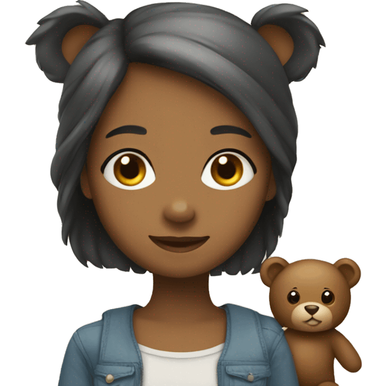 a girl with cute bear emoji