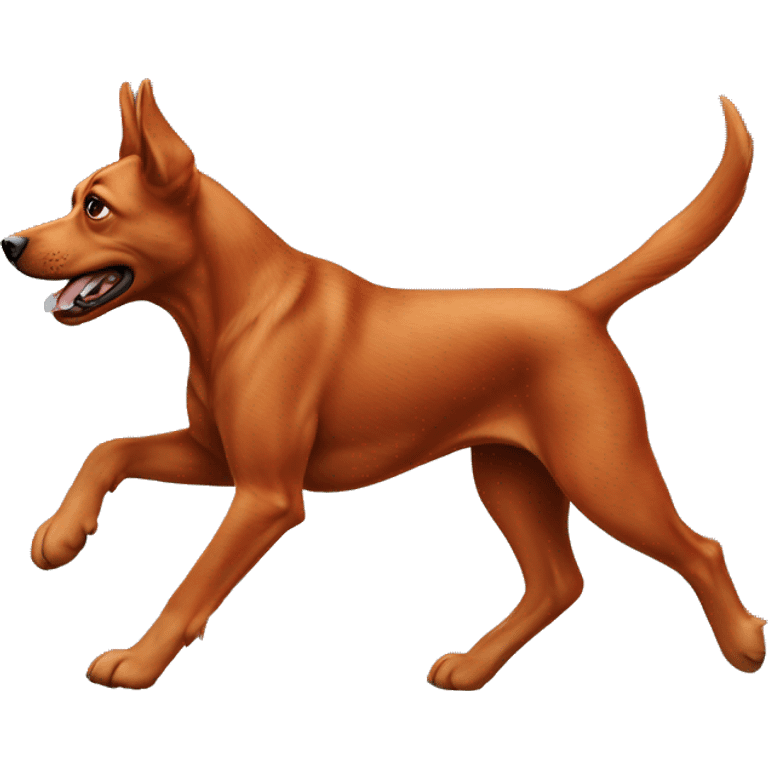 realistic solid red dog with pointed ears running emoji