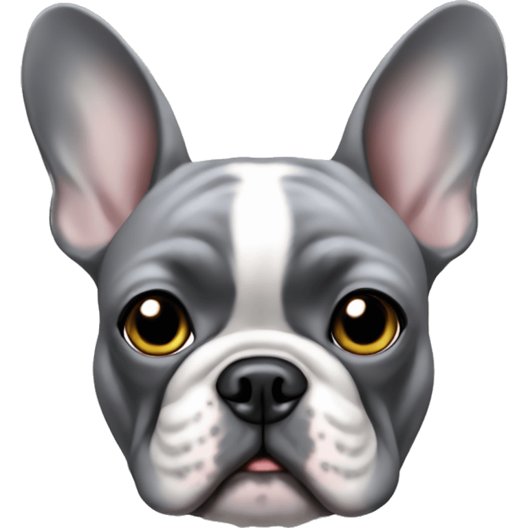 all grey female french bulldog face only emoji