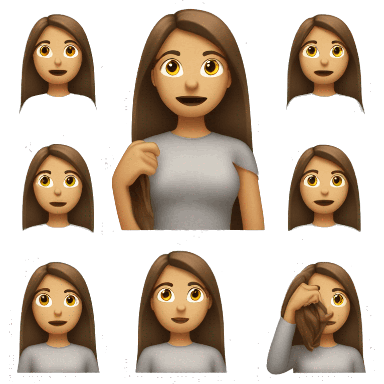 avec désespoir → Emoji brown-haired woman with long straight hair with her finger in front of her mouth emoji