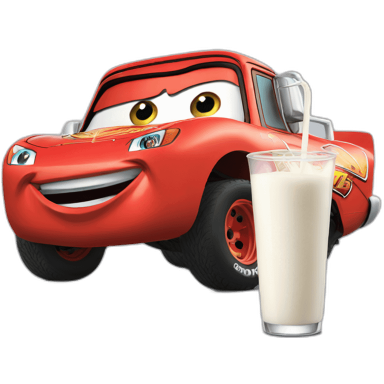 Lightning McQueen drinking milk emoji