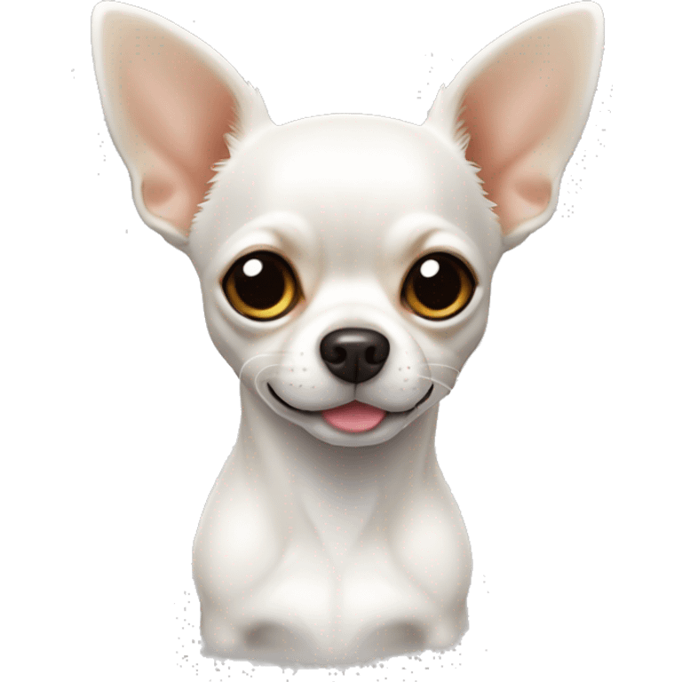 Perrito chihuahua color blanco completamente con lengüita de fuera emoji